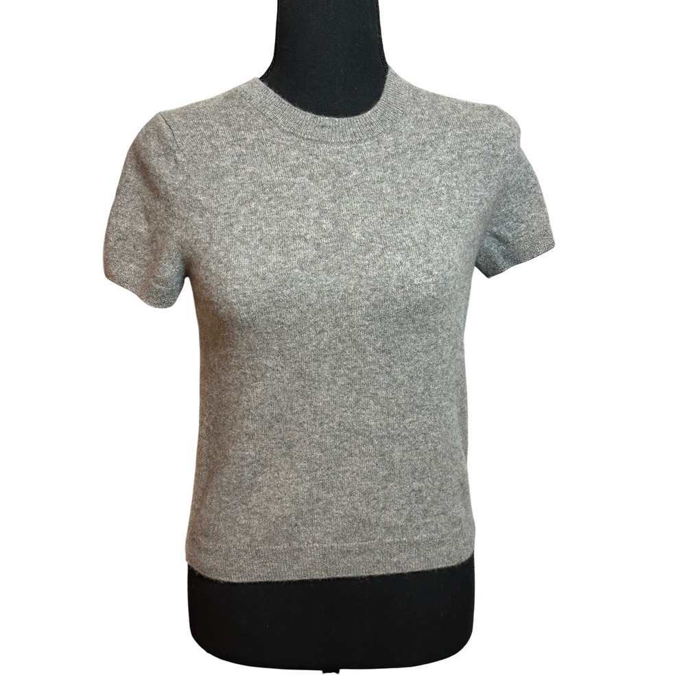 Quince Heather Gray Short-Sleeve Crew Neck Sweater